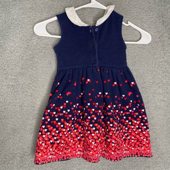 Janie and Jack girls 3 peter pan neck fit flare dress pink hearts sleeveless - Picture 6 of 7